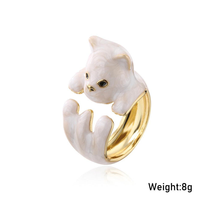 New Personality Kitten Gold Color Open Ring