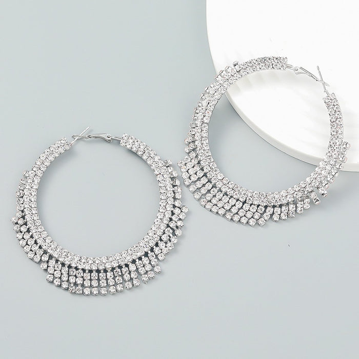 Exaggerated Round Claw Chain Geometric Fringe Earrings