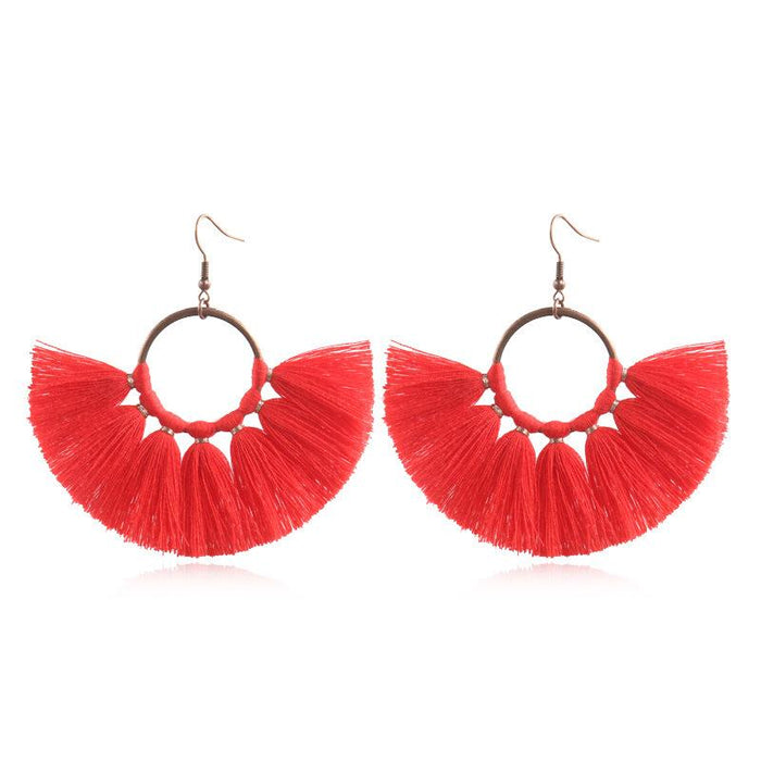 Women's Bohemian Handmade Fan-shaped Tassel Earrings