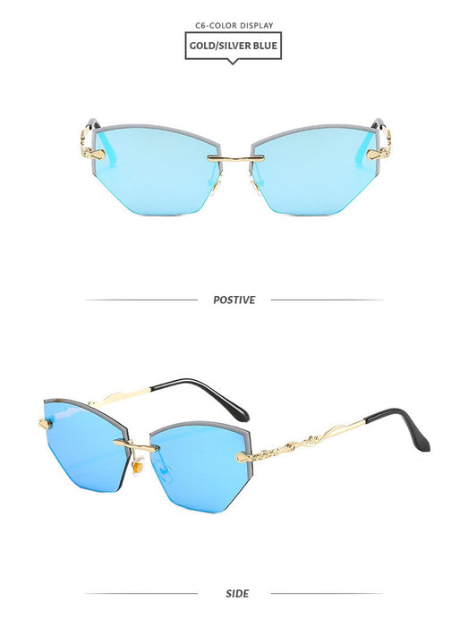 Colorful frameless Sunglasses diamond trimming