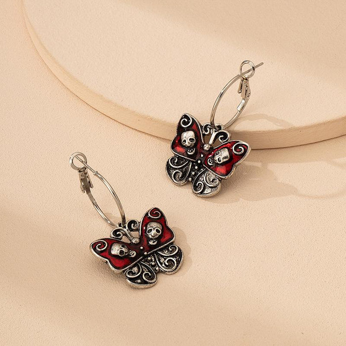 New Women's Earrings Butterfly Skull Personality Earrings