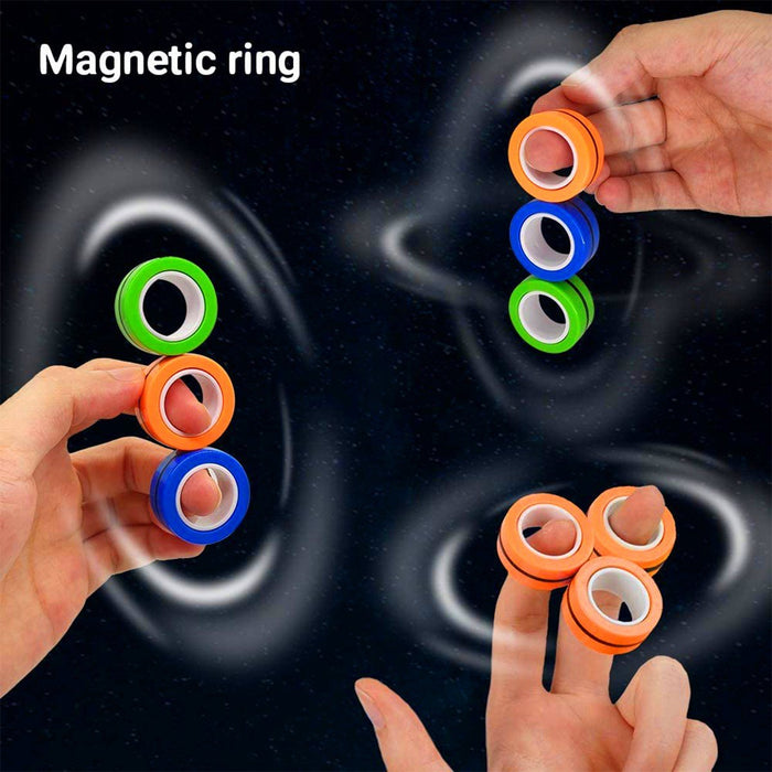3-pack of fun fidget spinner toy magnetic finger rings