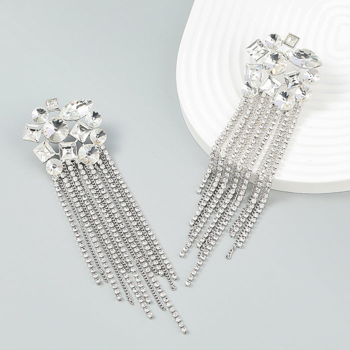 Fashionable Spring and Summer New Rhinestone Tassel Earrings