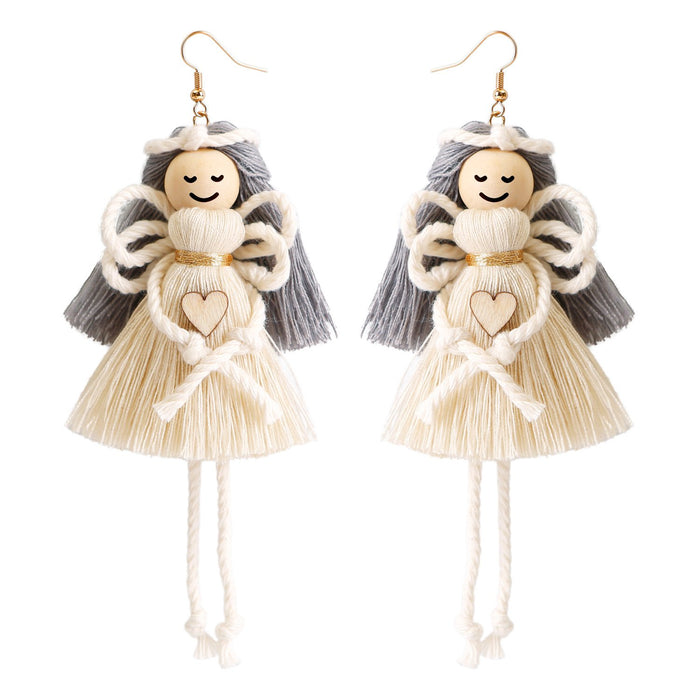 Cotton Rope Hand Woven Tassel Angel Earrings