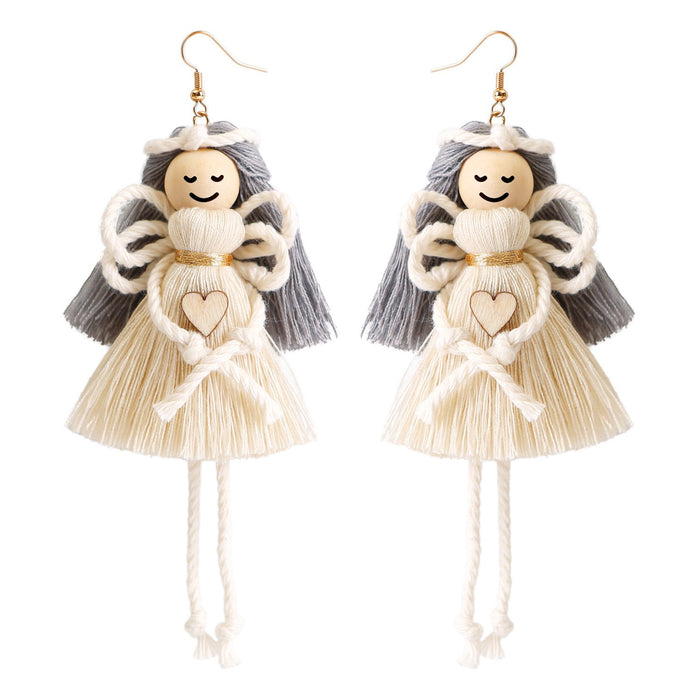 Cotton Rope Hand Woven Tassel Angel Earrings