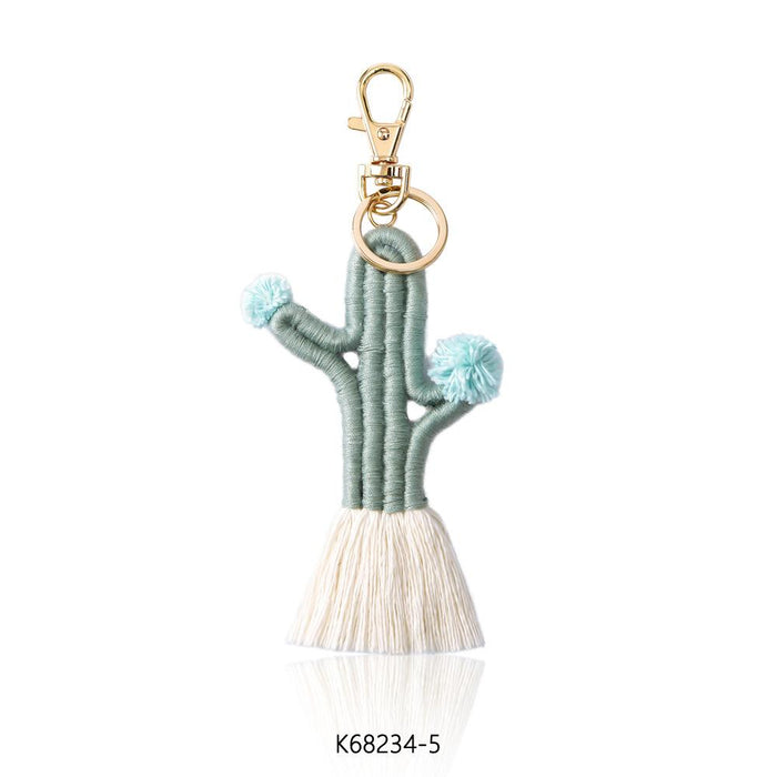 Hand Woven Cactus Key Chain Bohemian Bag Pendant