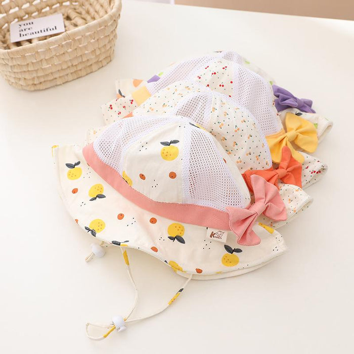 Summer Cute Bow Children's Breathable Mesh Fisherman Hat
