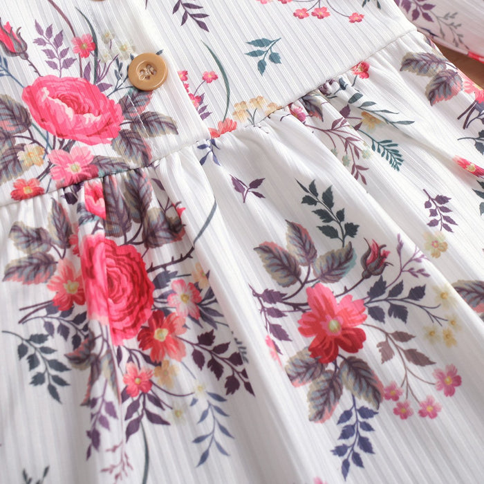 Pit stripe solid color small fly sleeve stitched cardigan girl's dress