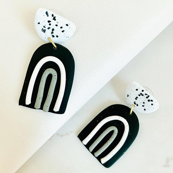 Wave Point Soft Ceramic Earrings Geometric Bow Multicolor Clay Earrings