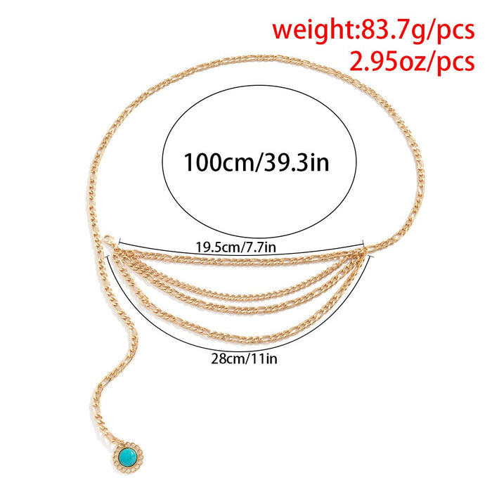 Retro Beach Pendant Waist Chain Sexy Hollow Tassel Body Chain