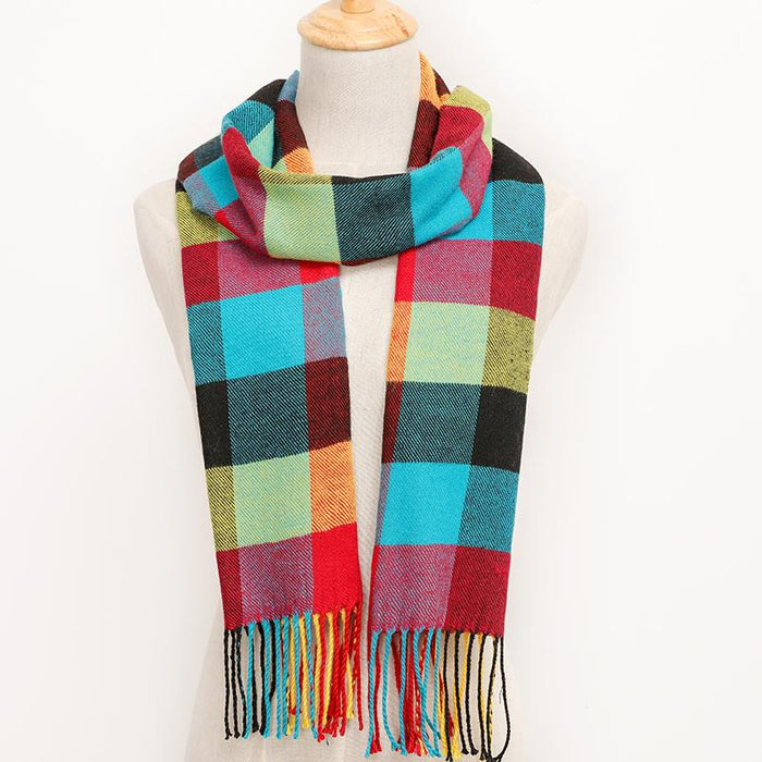 Winter Tassel Lattice Warm Scarves
