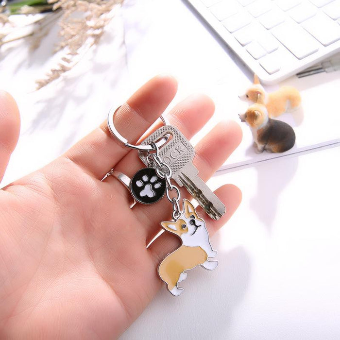 Multicolor Pet Dog Painted Zinc Alloy Keychain