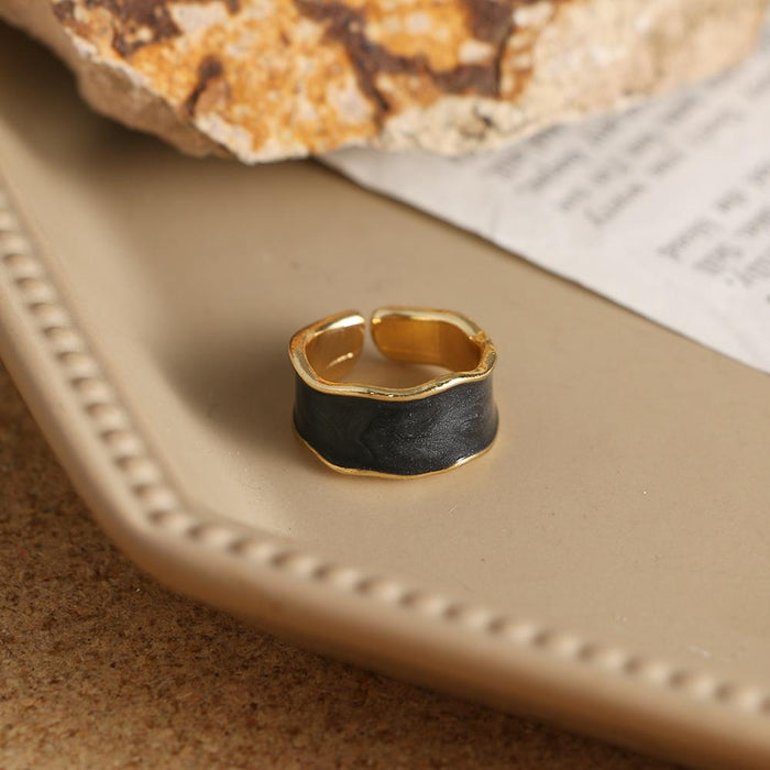 Vintage Geometric Handmade Wave Enamel Drip Glaze Rings