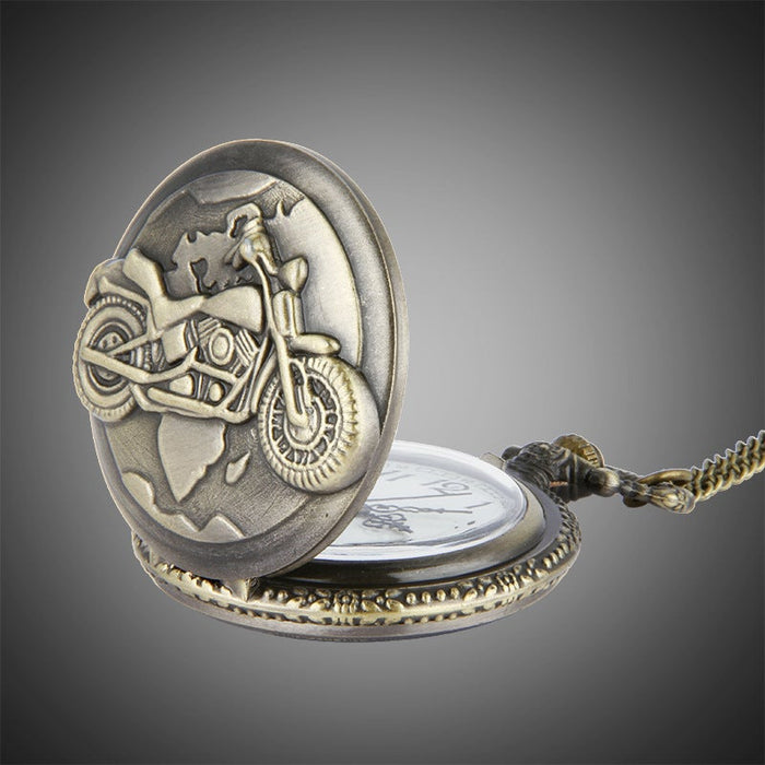 Motorcycle Bronze Pocket Watch