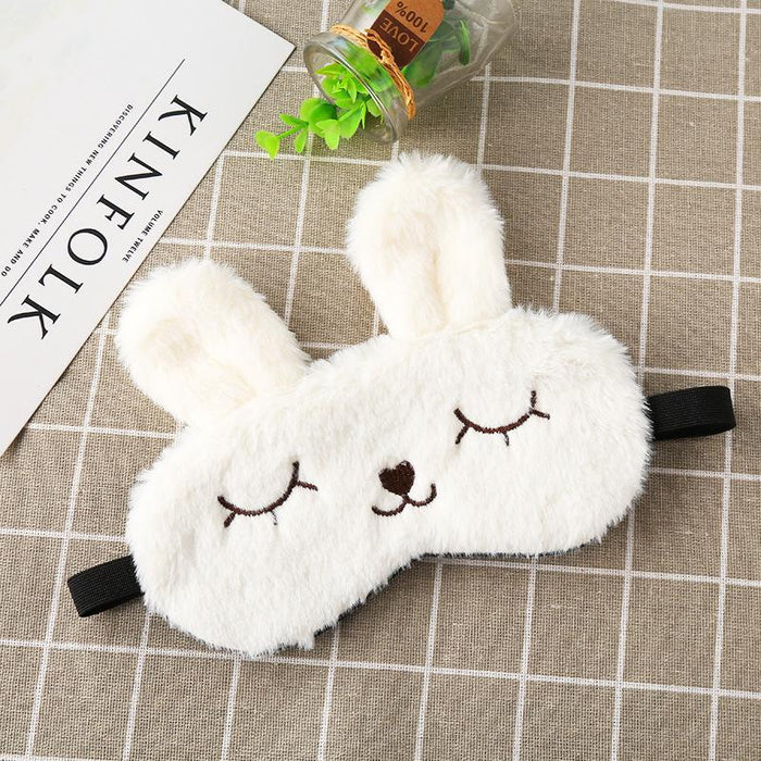 Cartoon Shading Cute Plush Squinting Rabbit Eye Mask