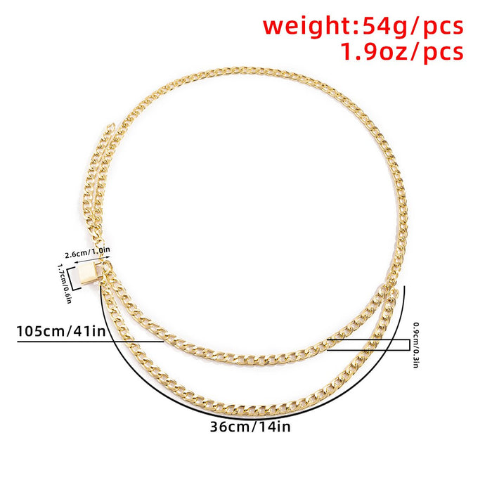 Retro Simple Metal Lock Female Waist Chain U-shaped Body Chain