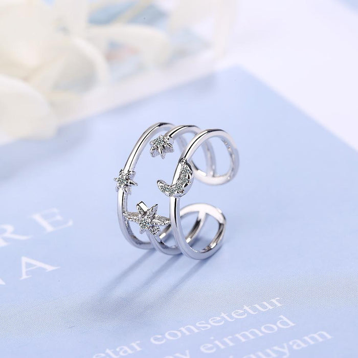 Fashion Niche Double-layer Star Moon Opening Ring