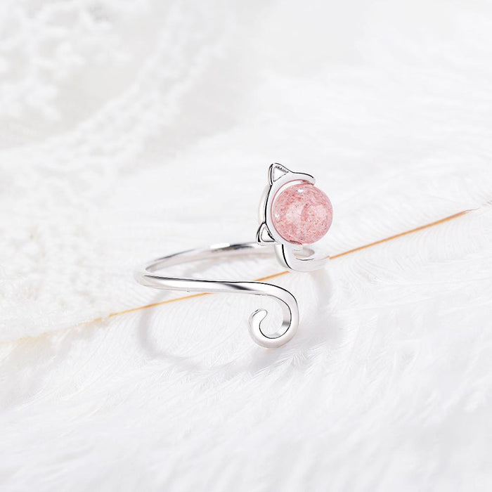 Little Fresh Pink Cat Temperament Open Ring