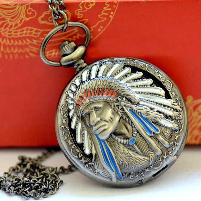 New Bronze Vintage Retro Wall Indian Pattern Pocket Watch