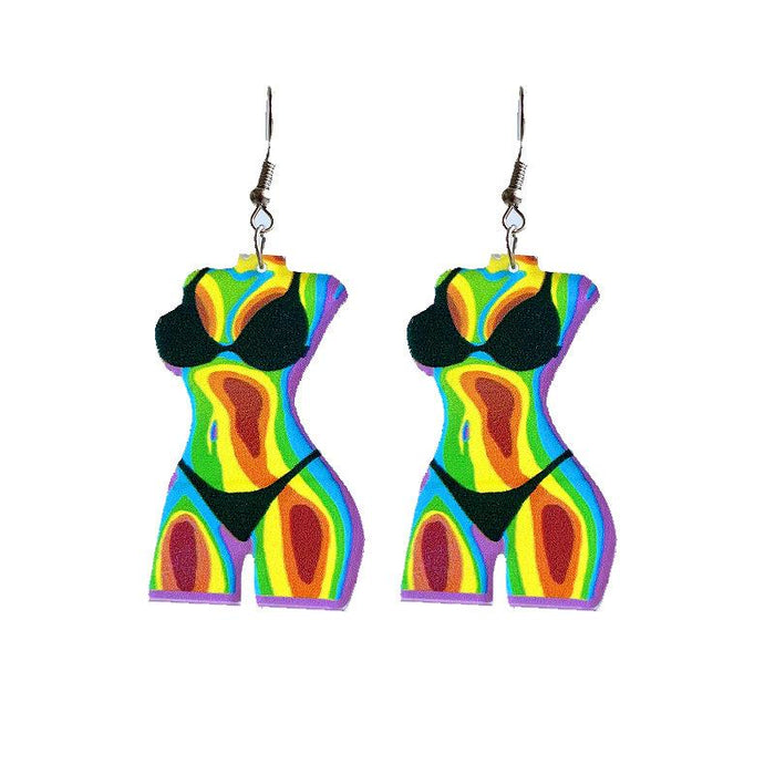 Texas printed female body Earrings