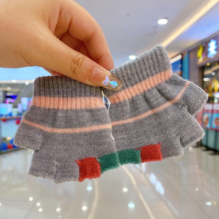 Winter Baby Sweet Cartoon Knitted Yarn Keep Warm Gloves