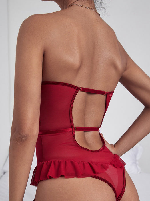 Women Fashion Lingerie Sexy Lace Strapless Bodysuit