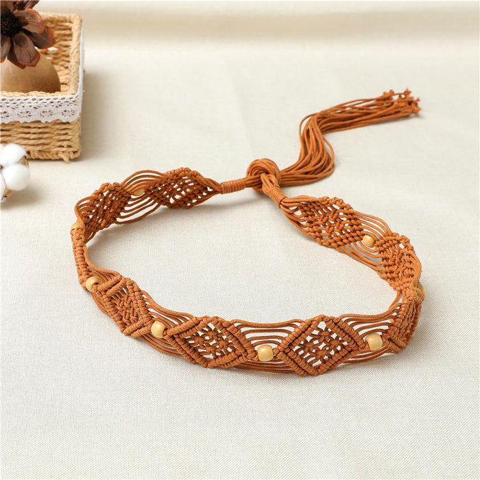 New women's wax rope woven belt fashion creative waist chain