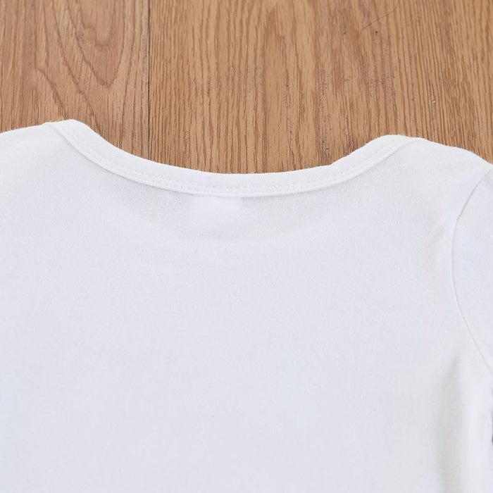 Solid letter short sleeve Khaki pink gauze skirt