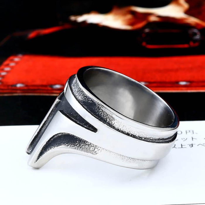 Vintage T-shaped Masked Stainless Steel Ring Men's Jewelry Titanium Steel Ring