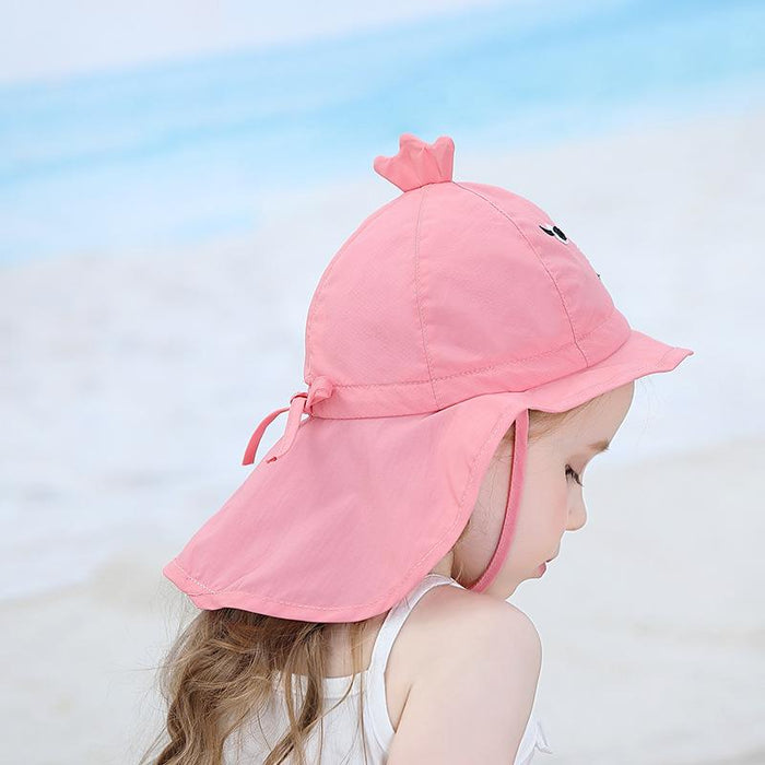 Cartoon Flamingo Outdoor Sunscreen Thin Children's Shawl Hat