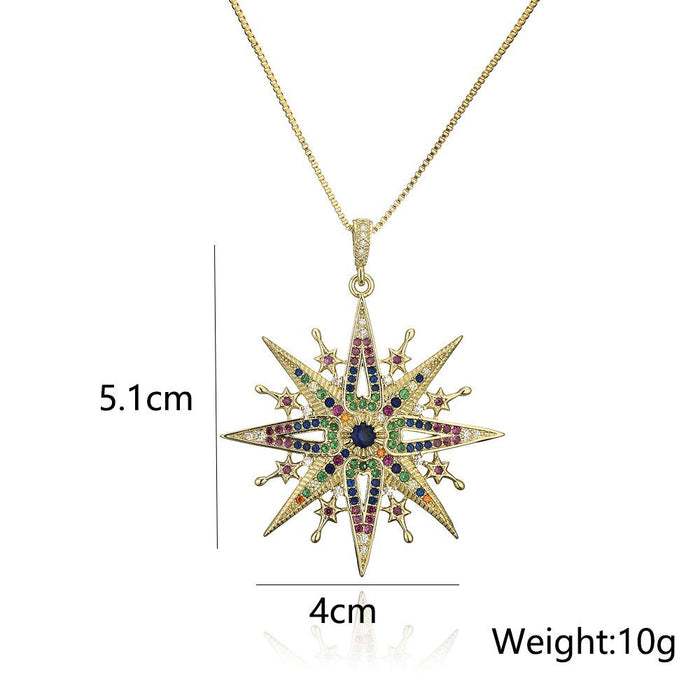 New Fashion Simple Color Zircon Geometric Pendant Necklace