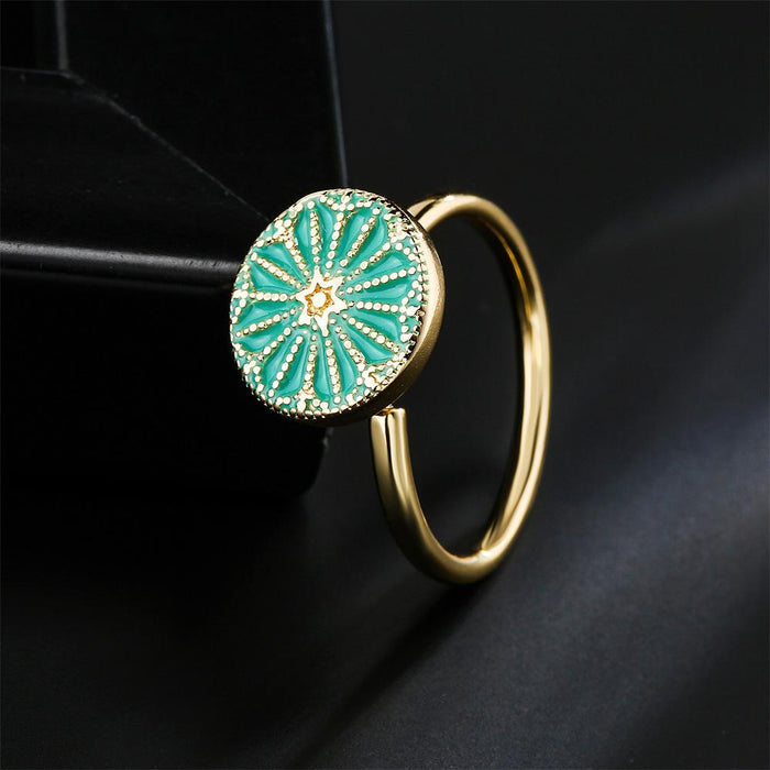 New Green Oil Dripping Small Fresh Opening Ring
