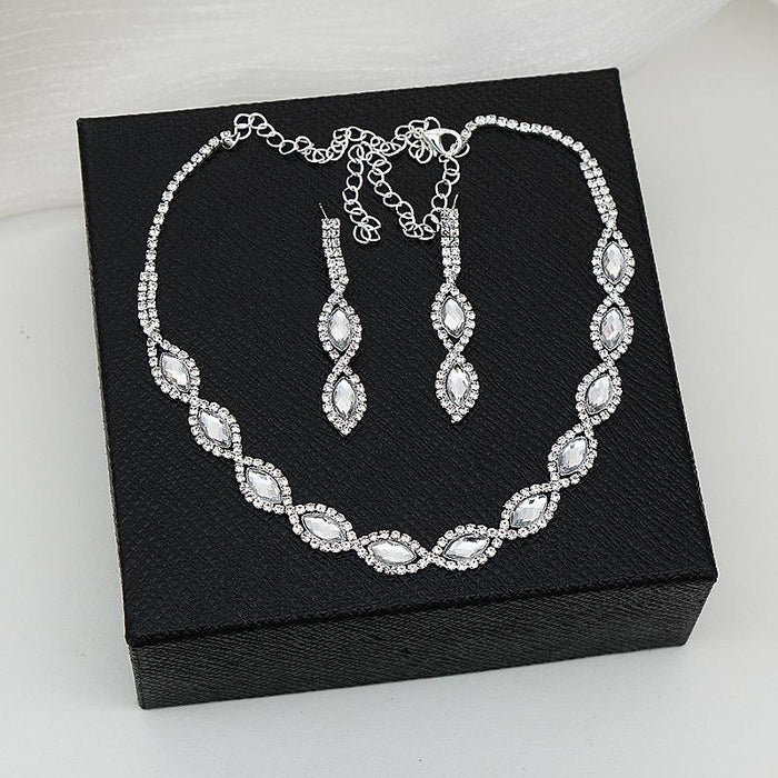 New Women's Accessories Jewelry Rhinestone Earrings Necklace Set