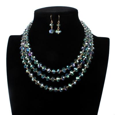 Women's jewelry retro multi-layer exaggerated Glass Crystal Necklace