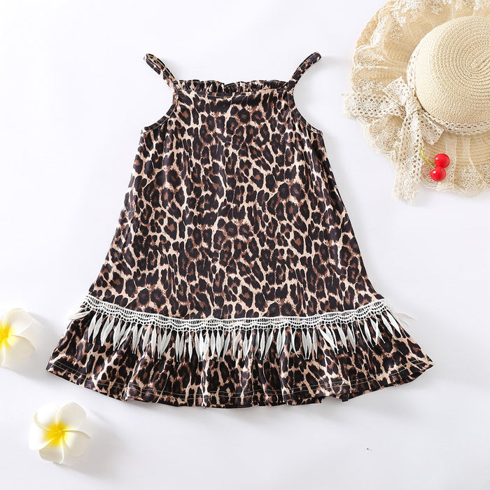 Sleeveless leopard suspender dress