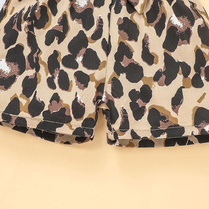 Girls' Suspender Leopard Print Jumpsuit