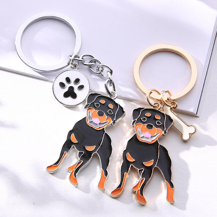 Multicolor Pet Dog Painted Zinc Alloy Keychain