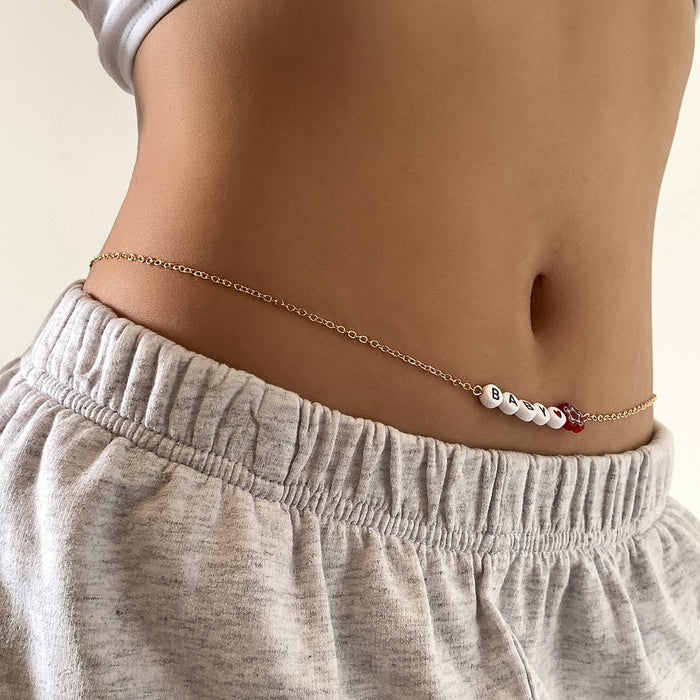 Simple Letter Waist Chain Small Flower Body Chain