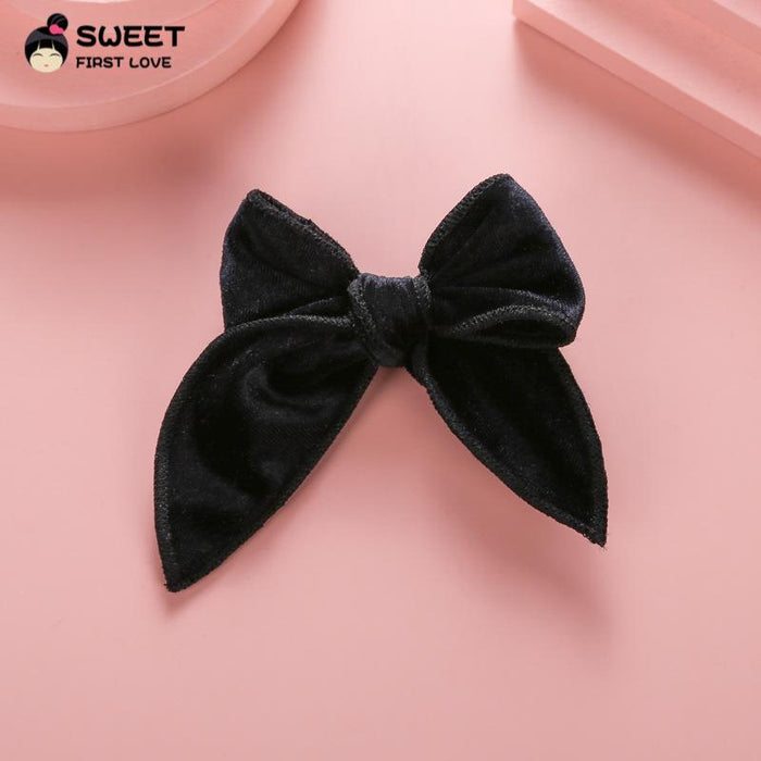 Velvet Bow Dovetail Hairpin Horsetail Clip