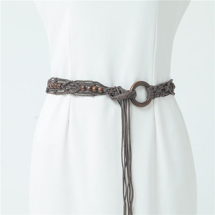 Fashion national style woven belt with skirt Bohemian style decorative belt long tassel women's belt wide