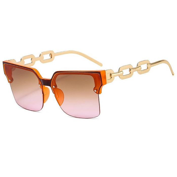 Half frame chain metal sunglasses