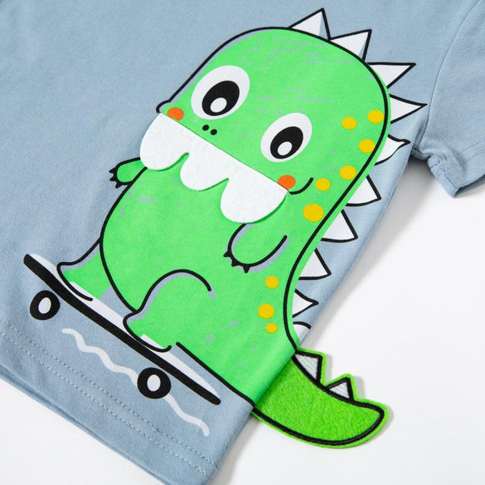 Children's cartoon dinosaur top medium and small children's round neck sweater