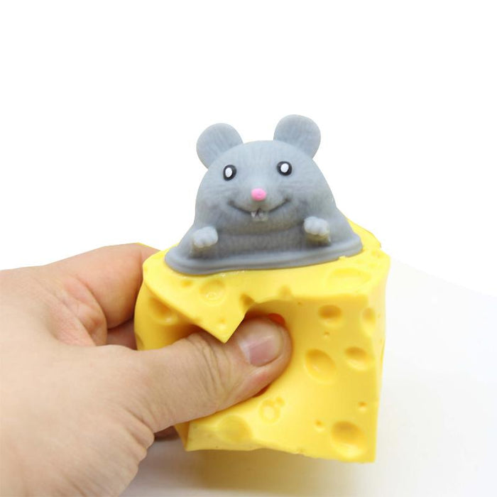 Pop Up Funny Mouse And Cheese Block Squeeze Anti-stress Toy