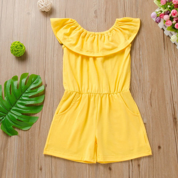 Solid colour lotus leaf collar Jumpsuit sleeveless Jumpsuit