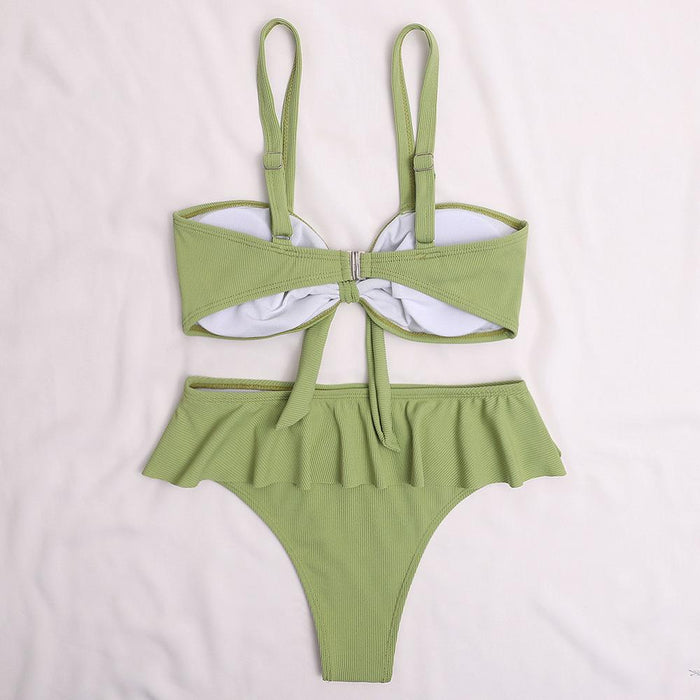 Sexy Solid Bow Split Bikini