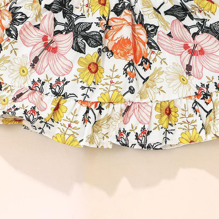 Baby Floral Jumpsuit + Suspender Skirt Two-piece Set