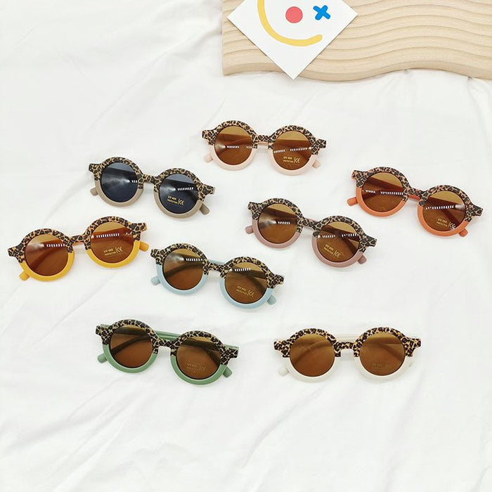Round Frame Leopard Color Matching Children's Sunglasses