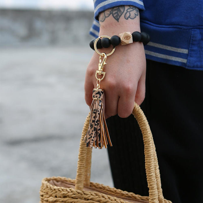 New Fringed Leopard Print Keychain Pendant