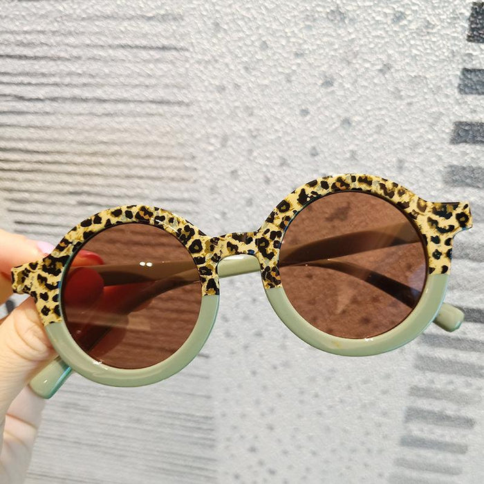 Round Frame Leopard Color Matching Children's Sunglasses