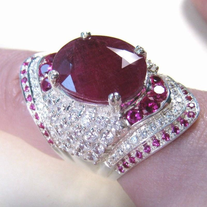 Fashon Jewelry Big Oval Cut Hot Pink Zircon Rings